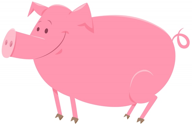 Illustration De Dessin Animé De Personnage Animal Cochon