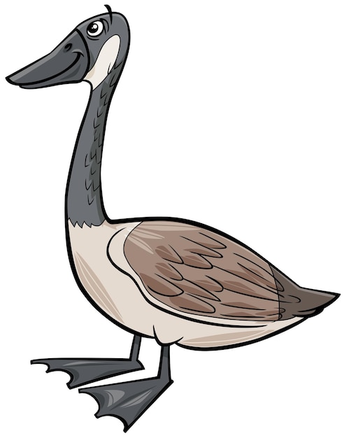 Illustration de dessin animé d'un personnage animal drôle d'oiseau d'oie sauvage