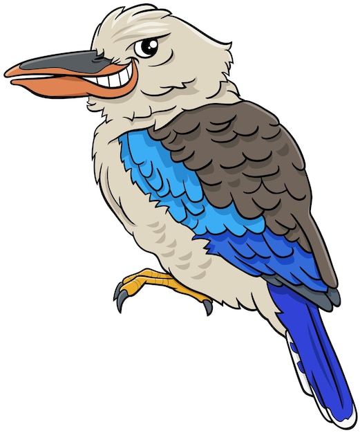 Illustration de dessin animé de personnage animal oiseau Kookaburra