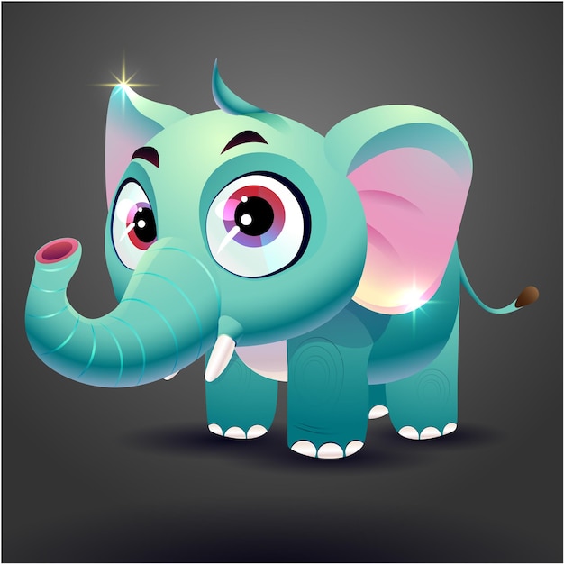 Illustration d'un dessin animé de personnage d'éléphant mignon avec un fond vectoriel