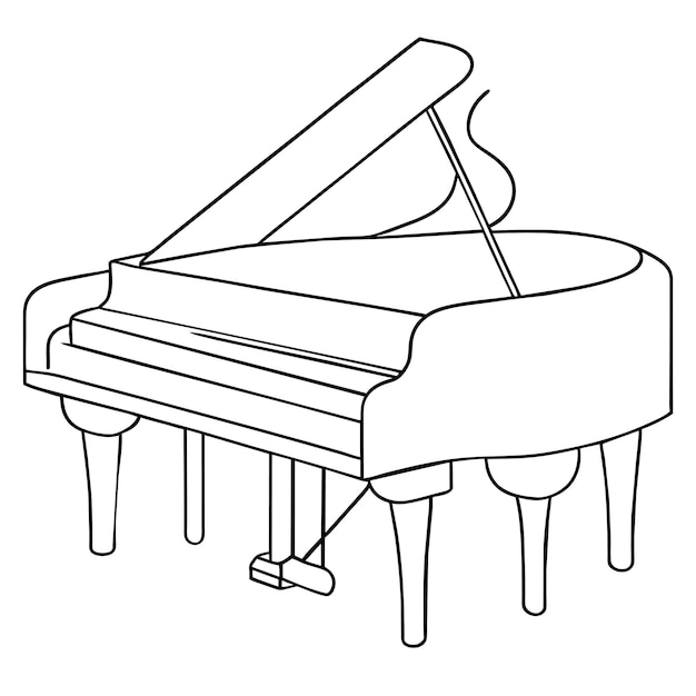 Vecteur illustration de dessin animé de piano dessinée à la main