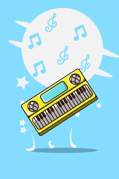 Illustration De Dessin Animé De Piano électrique