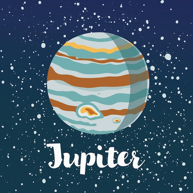 Illustration De Dessin Animé De La Planète Jupiter Sur Les étoiles