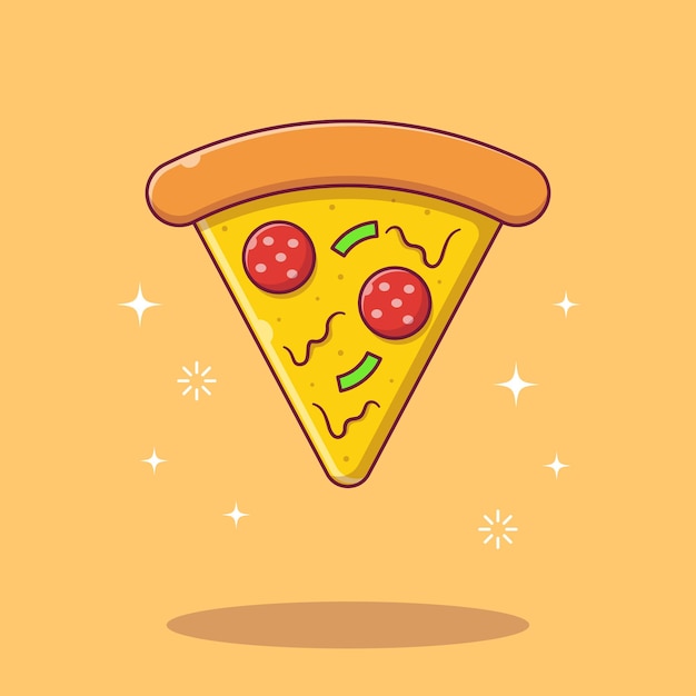 Illustration de dessin animé plat de pizza au fromage fondant.