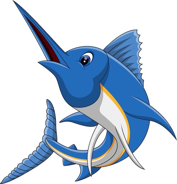 Vecteur illustration de dessin animé de poisson marlin