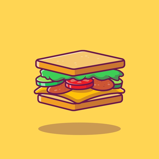 Illustration De Dessin Animé De Sandwich.