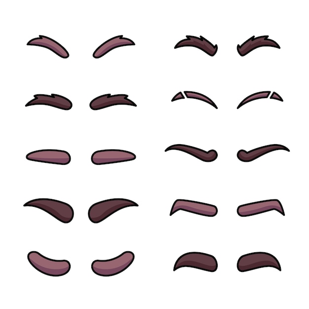 Vecteur illustration de dessin animé de sourcils dessinés à la main