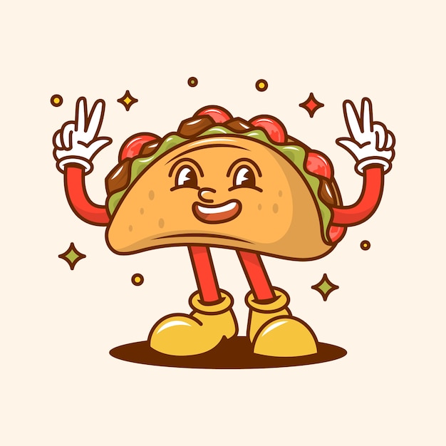 Vecteur illustration de dessin animé de tacos dessinés à la main