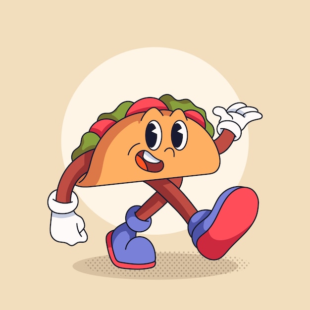 Illustration de dessin animé de tacos dessinés à la main