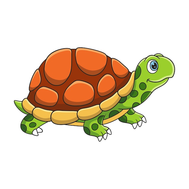 Illustration de dessin animé une tortue marchant sur une falaise au milieu de la forêt à la recherche de nourriture