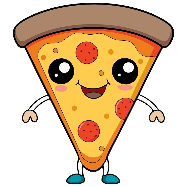 Vecteur illustration de dessin animé d'une tranche de pizza mignonne