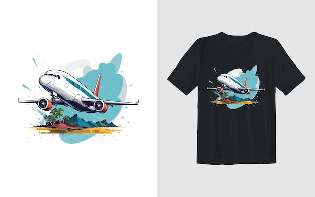 Vecteur illustration de dessin animé de vecteur d'avion conception de t-shirt d'avion