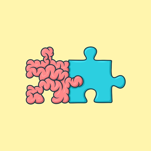 Illustration de dessin animé de vecteur de cerveau en forme de puzzle