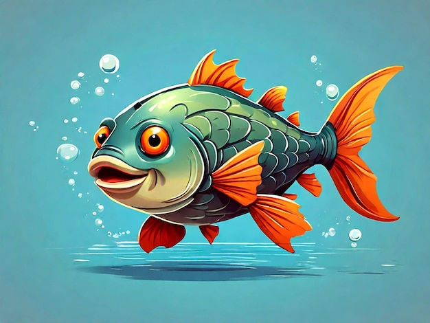 Vecteur illustration de dessin animé de vecteur d'un gros poisson isolé