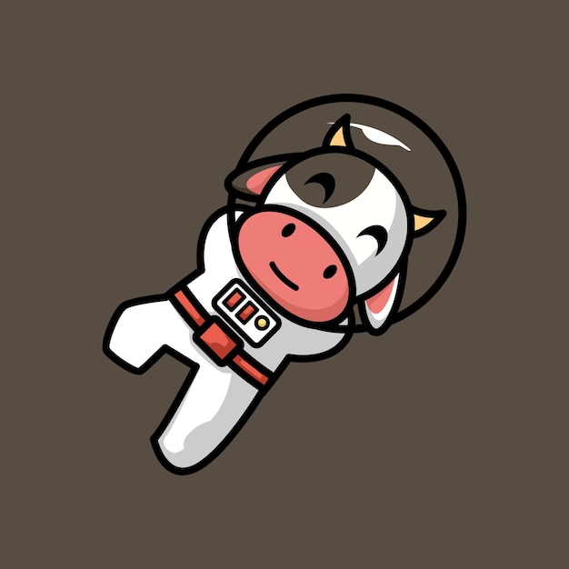 Illustration De Dessin Animé De Vecteur De Logo De Mascotte Un Astronaute D'être De Vache