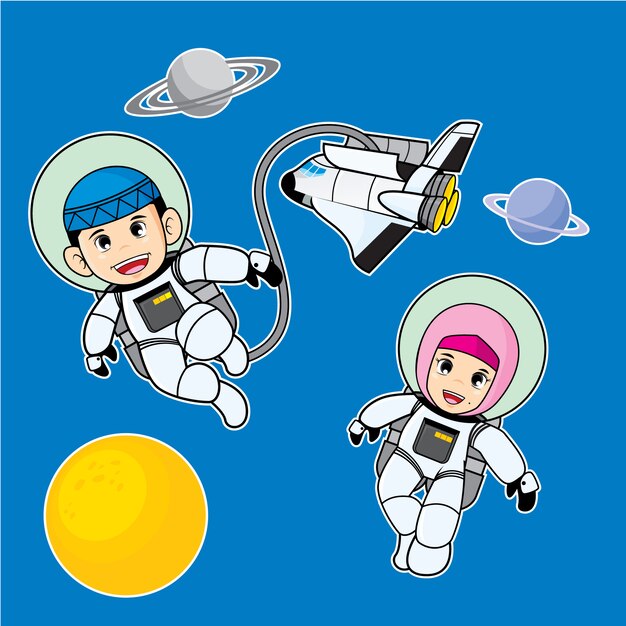Illustration De Dessin Animé De Vecteur Avec Le Thème Des Enfants Musulmans