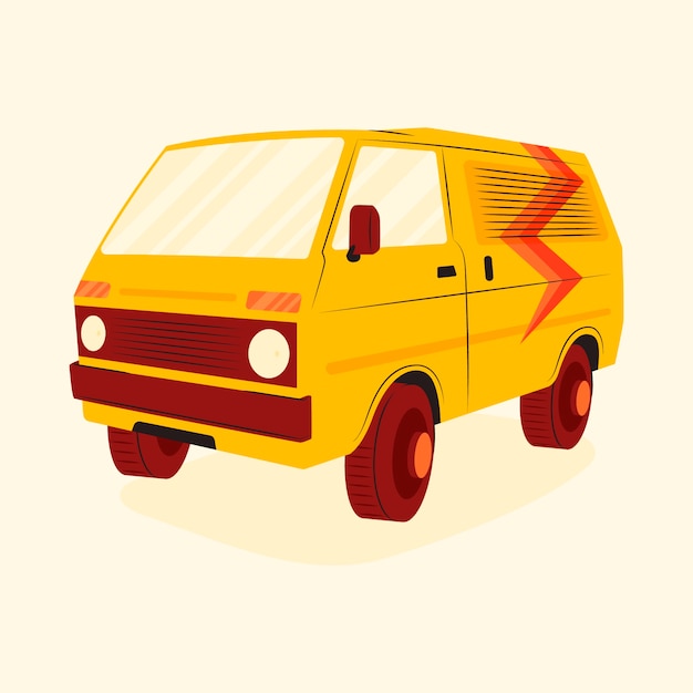 Vecteur illustration de dessin animé de voiture dessinée à la main