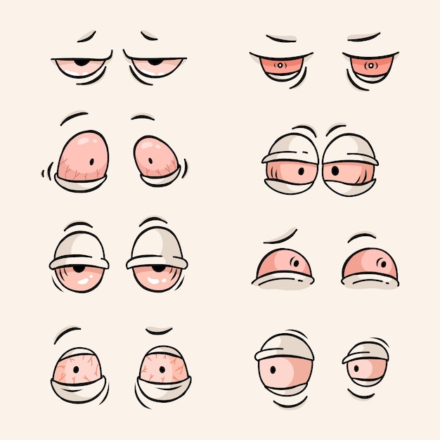 Illustration de dessin animé yeux rouges dessinés à la main