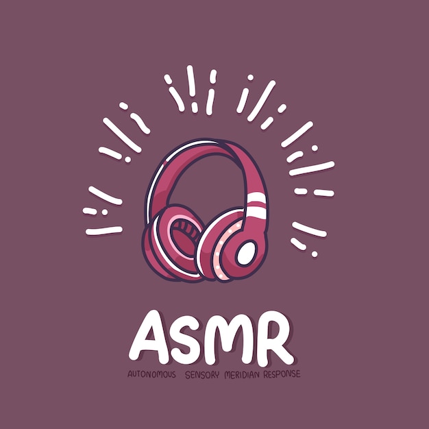 Illustration De Dessin Asmr Et Casque