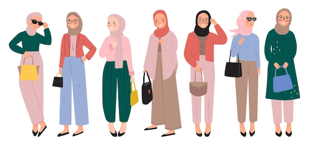 Illustration de dessin de collection femme hijab élégant