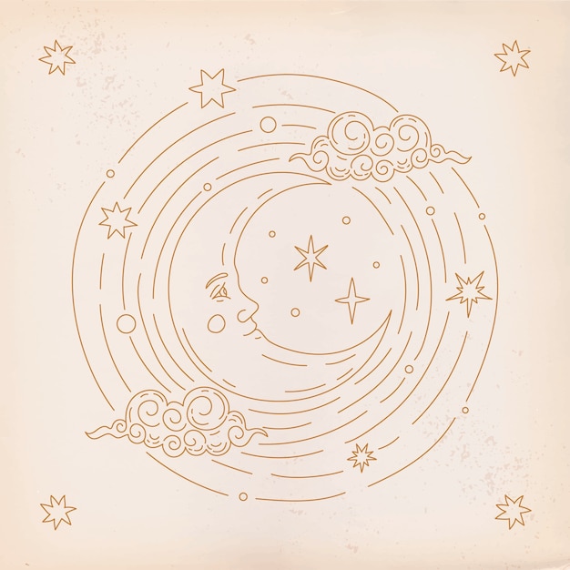 Illustration De Dessin De Croissant De Lune Dessiné à La Main