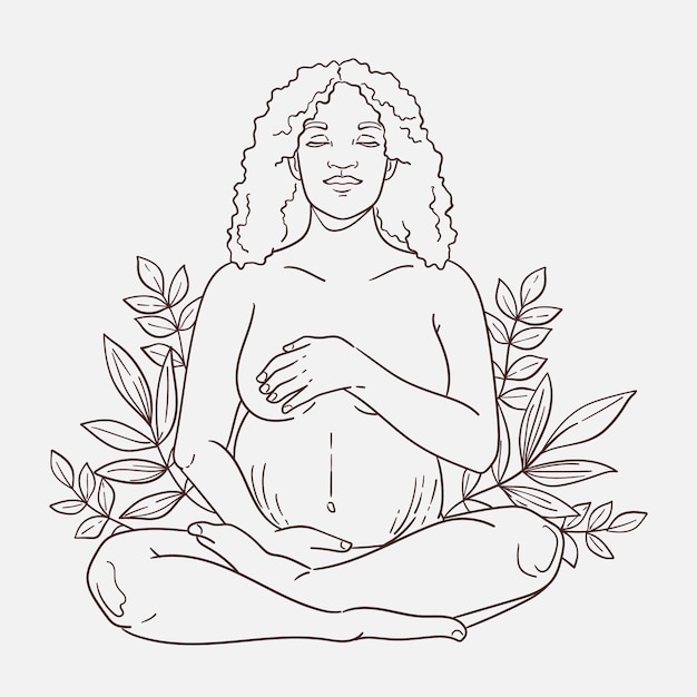 Vecteur illustration de dessin de femme enceinte dessinée à la main