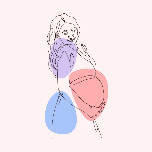 Vecteur illustration de dessin de femme enceinte dessinée à la main