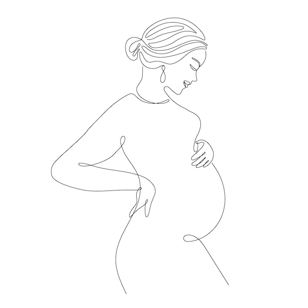 Illustration De Dessin De Femme Enceinte Dessinée à La Main