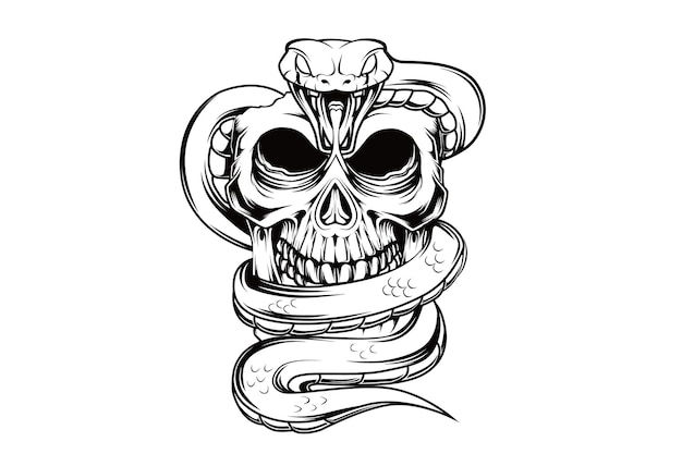 illustration de dessin de main de serpent de crâne