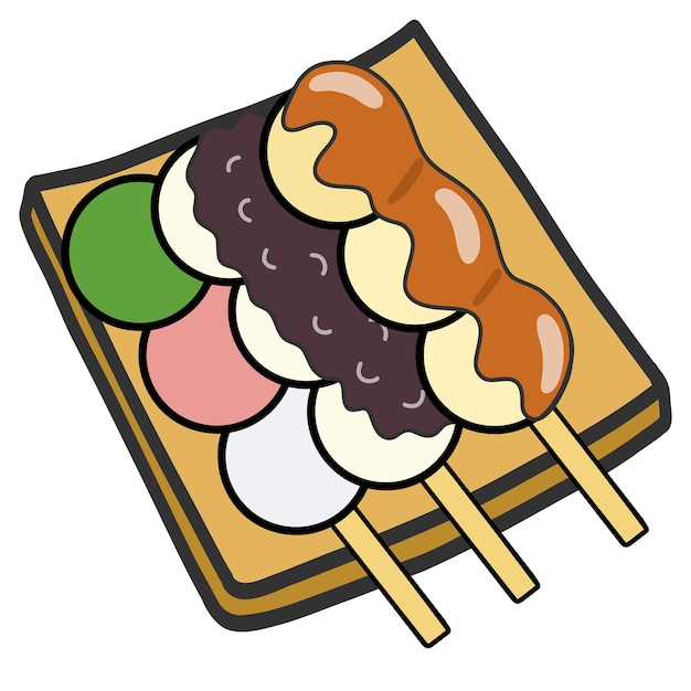 Illustration de dessin à la main Wagashi The Delicious Japanese dessert traditionnel design graphique