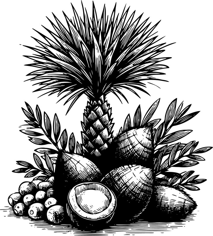 Vecteur illustration de dessin monochrome vectoriel isolé de salak sur fond blanc