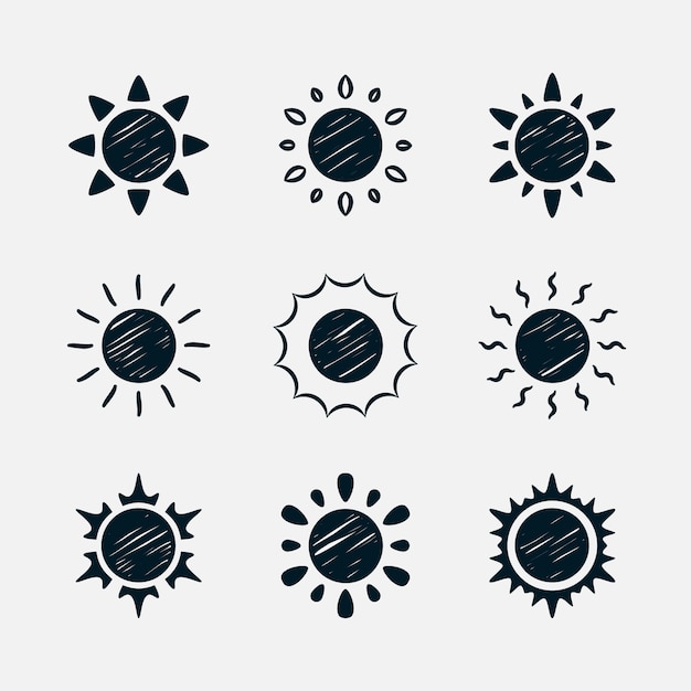 Illustration de dessin soleil dessiné à la main