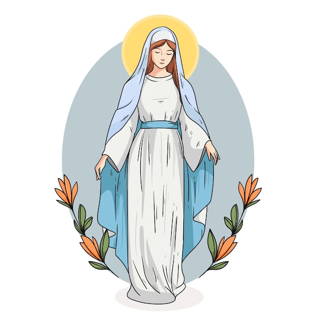 Illustration De Dessin De La Vierge Marie Dessinée à La Main