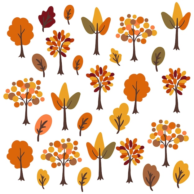 illustration dessinée à la main d'un arbre d'automne