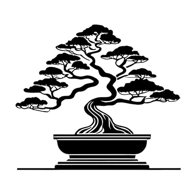 Vecteur illustration dessinée à la main d'un bonsai