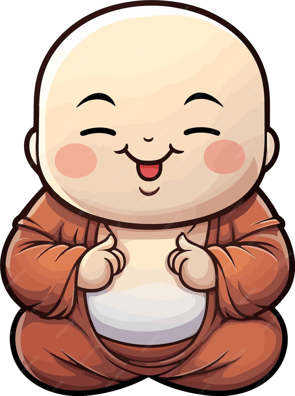 Illustration Dessinée à La Main De Bouddha De Dessin Animé Mignon De ...