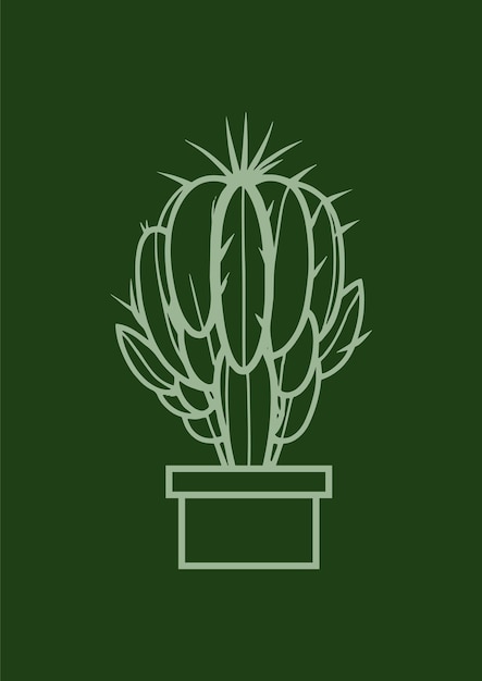 Illustration Dessinée à La Main D'un Cactus Géométrique Et Minimaliste