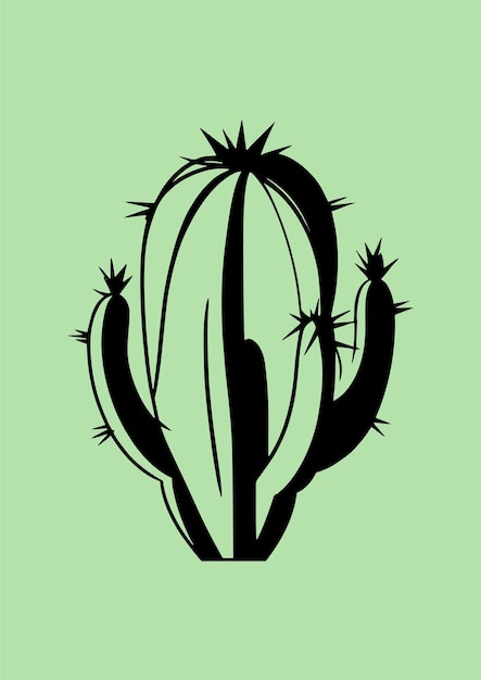 Vecteur illustration dessinée à la main d'un cactus géométrique et minimaliste