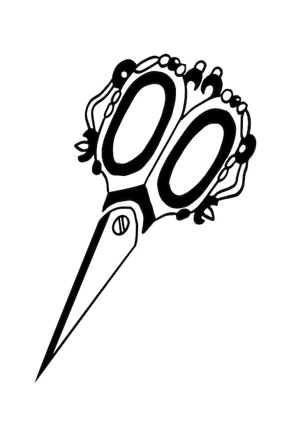 Illustration dessinée à la main de ciseaux vintage Dessin de doodle vectoriel isolé sur fond blanc