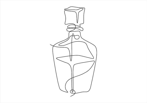 Vecteur illustration dessinée à la main d'un décanteur en verre de cristal d'alcool de whisky