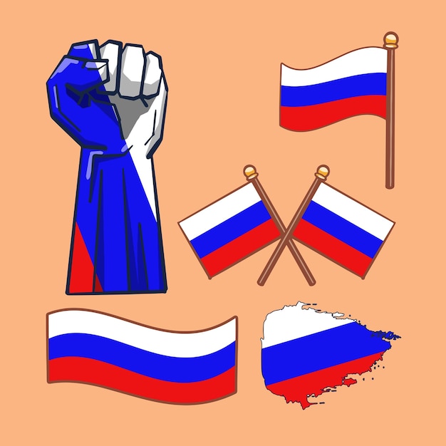 Illustration dessinée à la main du drapeau russe