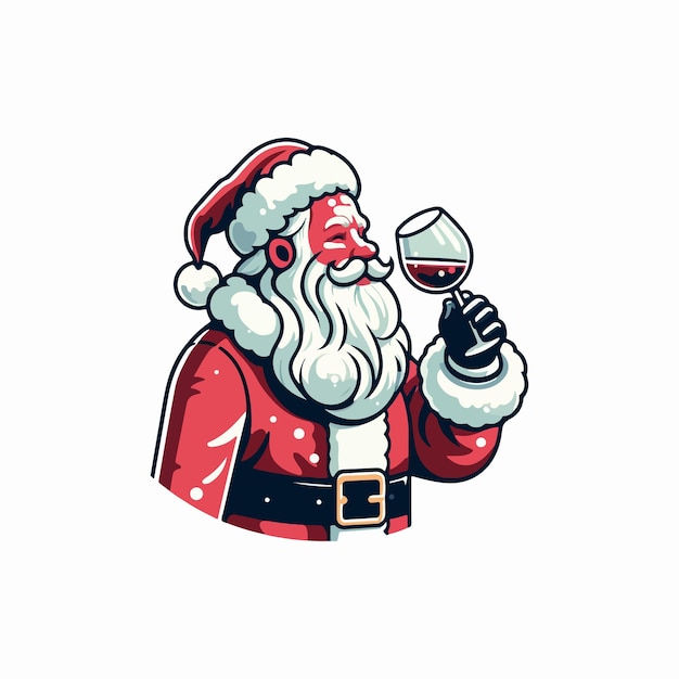 Vecteur illustration dessinée à la main du père noël profitant d'une boisson générée par ai