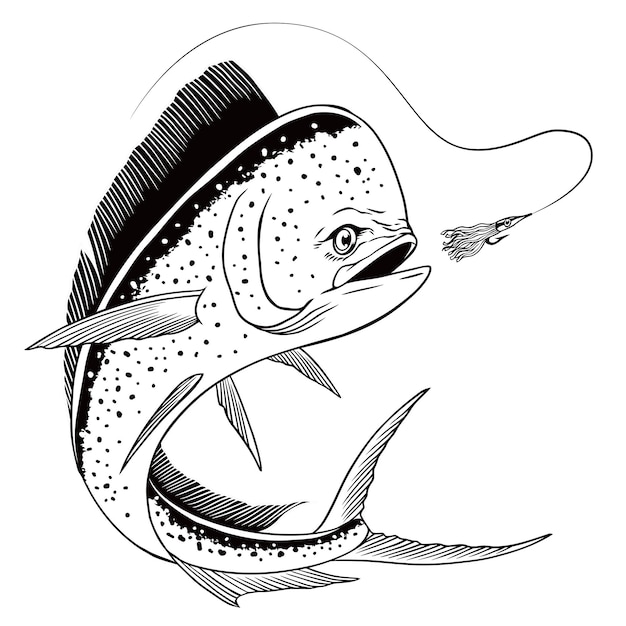 Illustration Dessinée à La Main Du Poisson Dorado Vintage