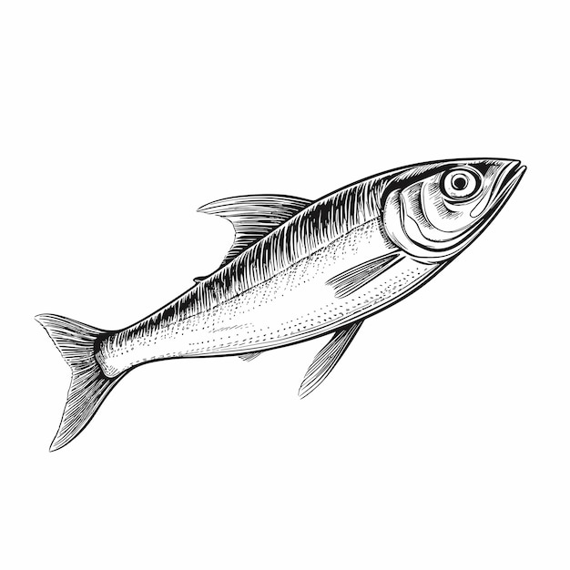 Vecteur illustration dessinée à la main du poisson-sardine