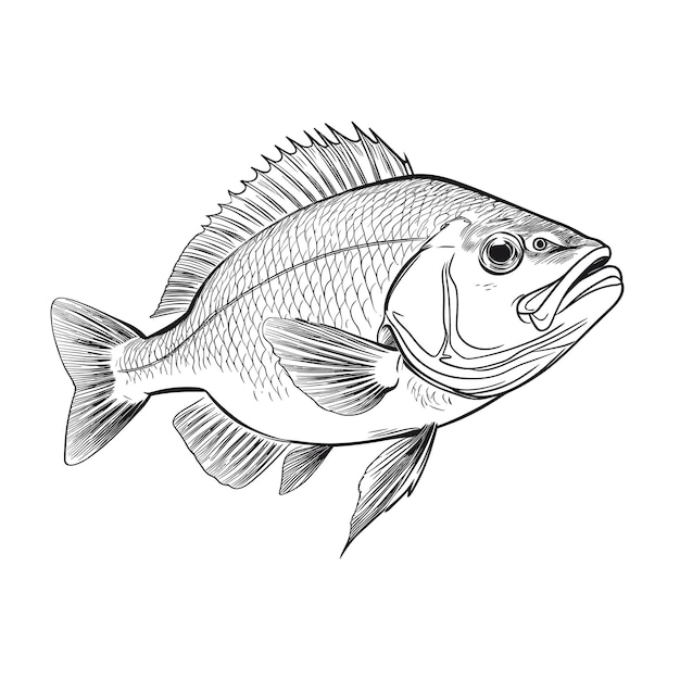 Vecteur illustration dessinée à la main du poisson snapper