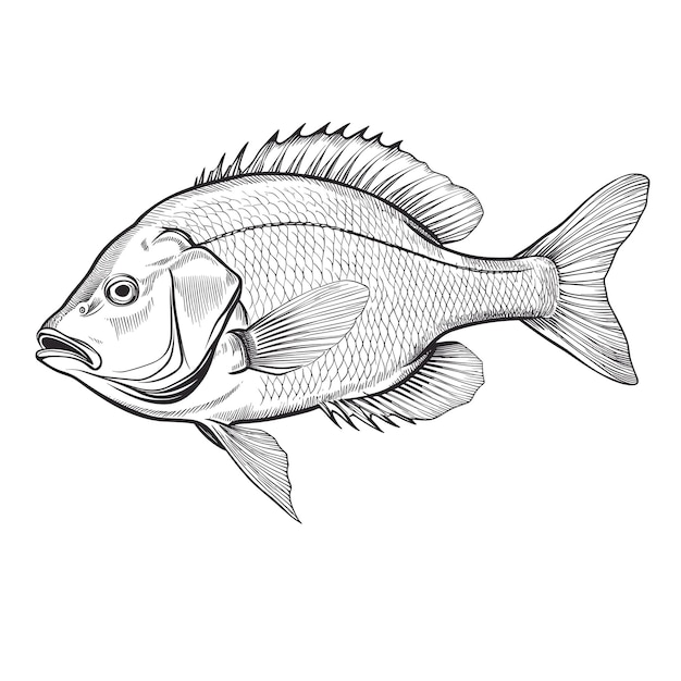 Vecteur illustration dessinée à la main du poisson snapper