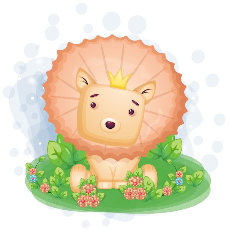 Vecteur illustration dessinée à la main du roi lion