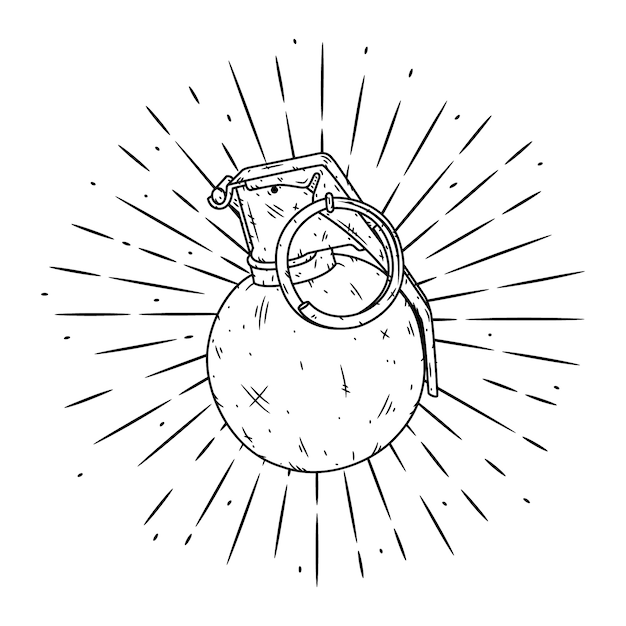 Illustration Dessinée à La Main Avec Grenade.