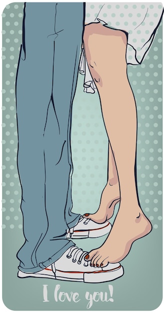 Vecteur illustration dessinée à la main avec des jambes de couple amoureux