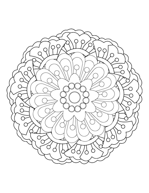 illustration dessinée à la main, livre de coloriage floral pour adultes. coloriages de mandala imprimables sans couture.